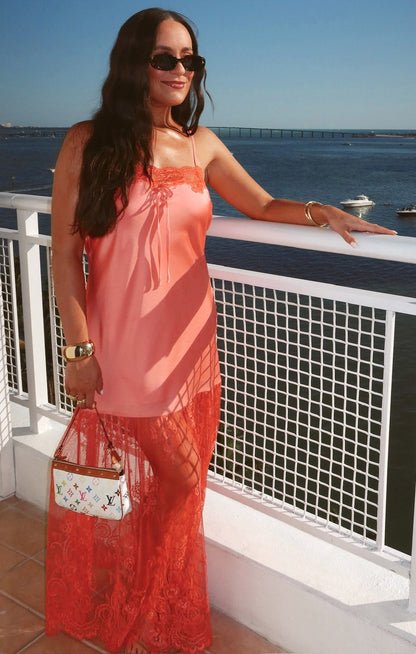 Celine Dress ~ Coral Luxe Satin