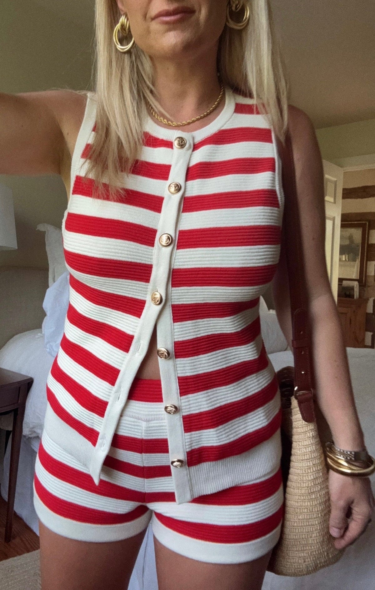 Devin Tank ~ Red Stripe Delight Knit