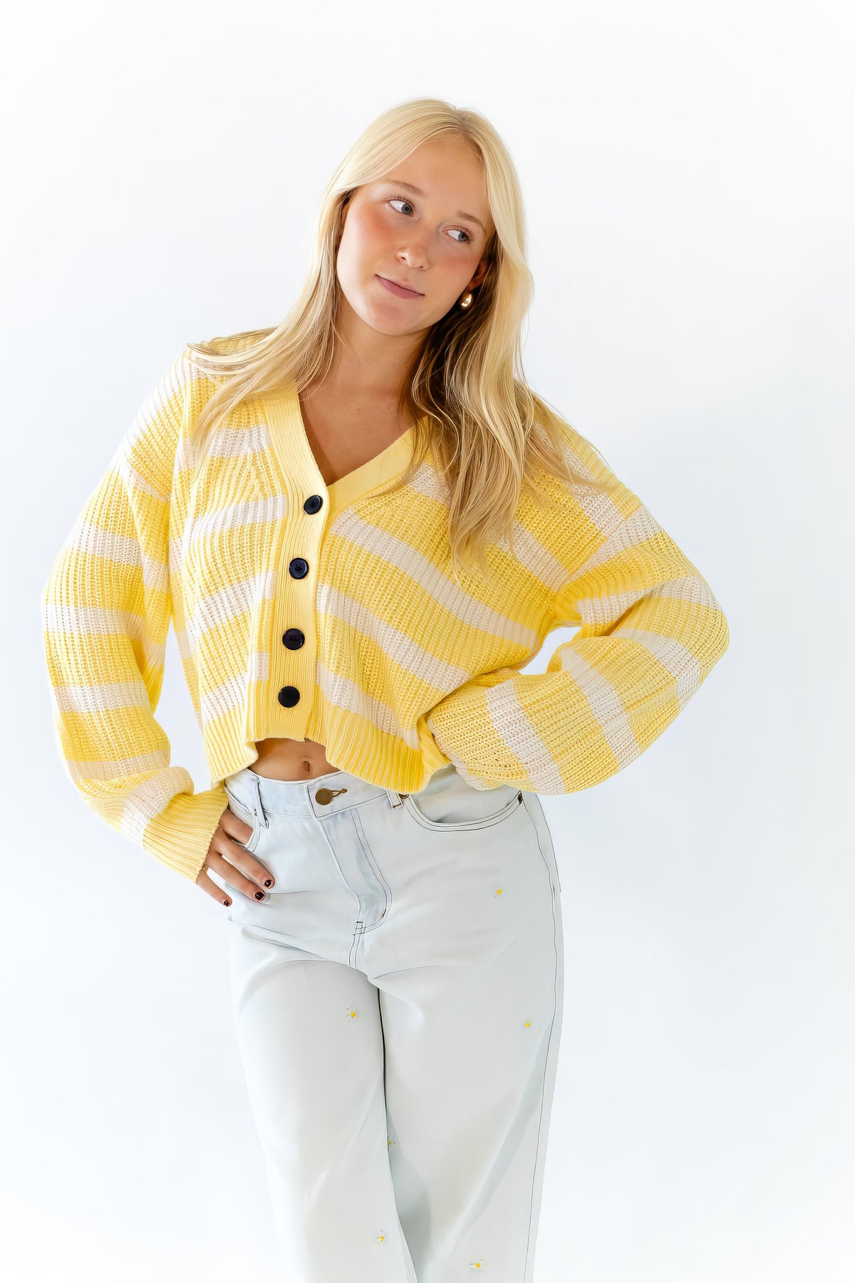 Haby Striped Button Up Cardigan