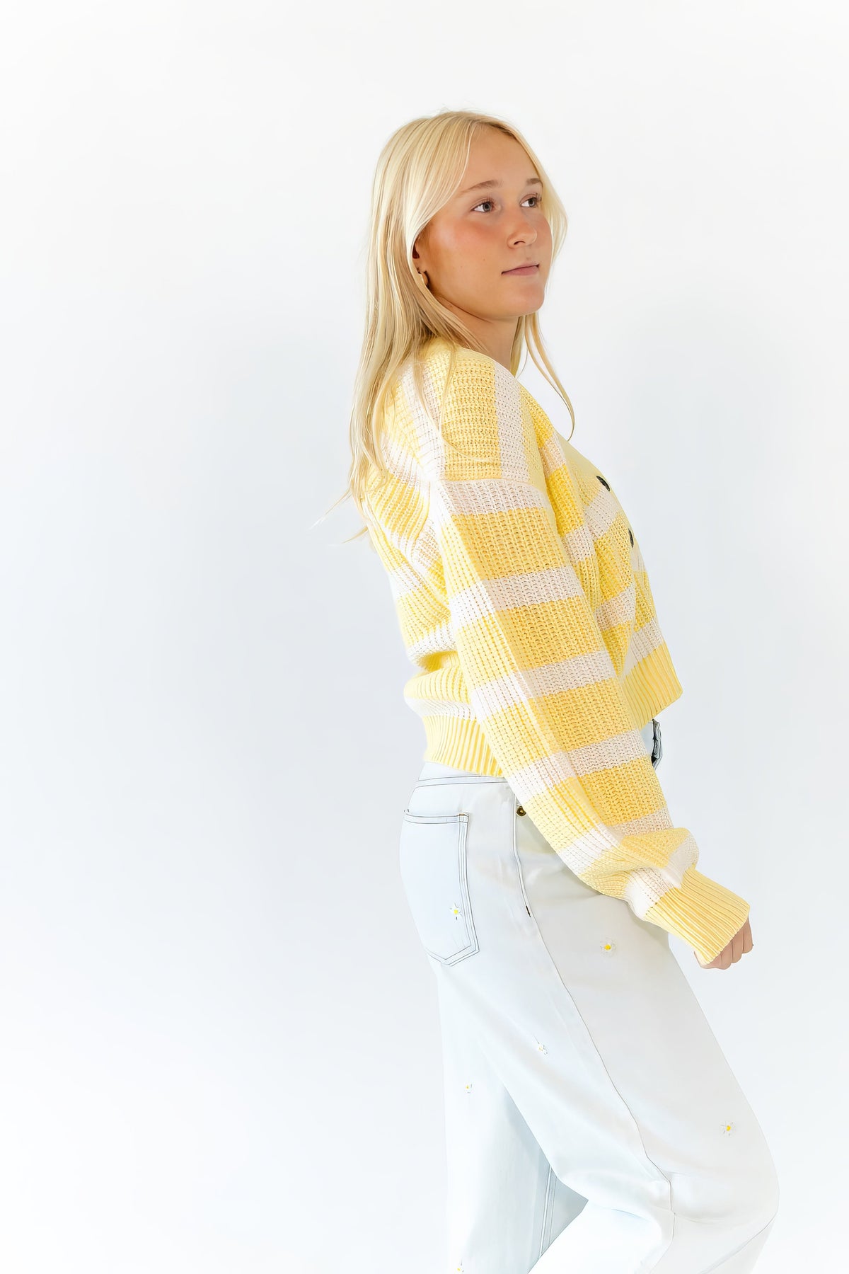 Haby Striped Button Up Cardigan