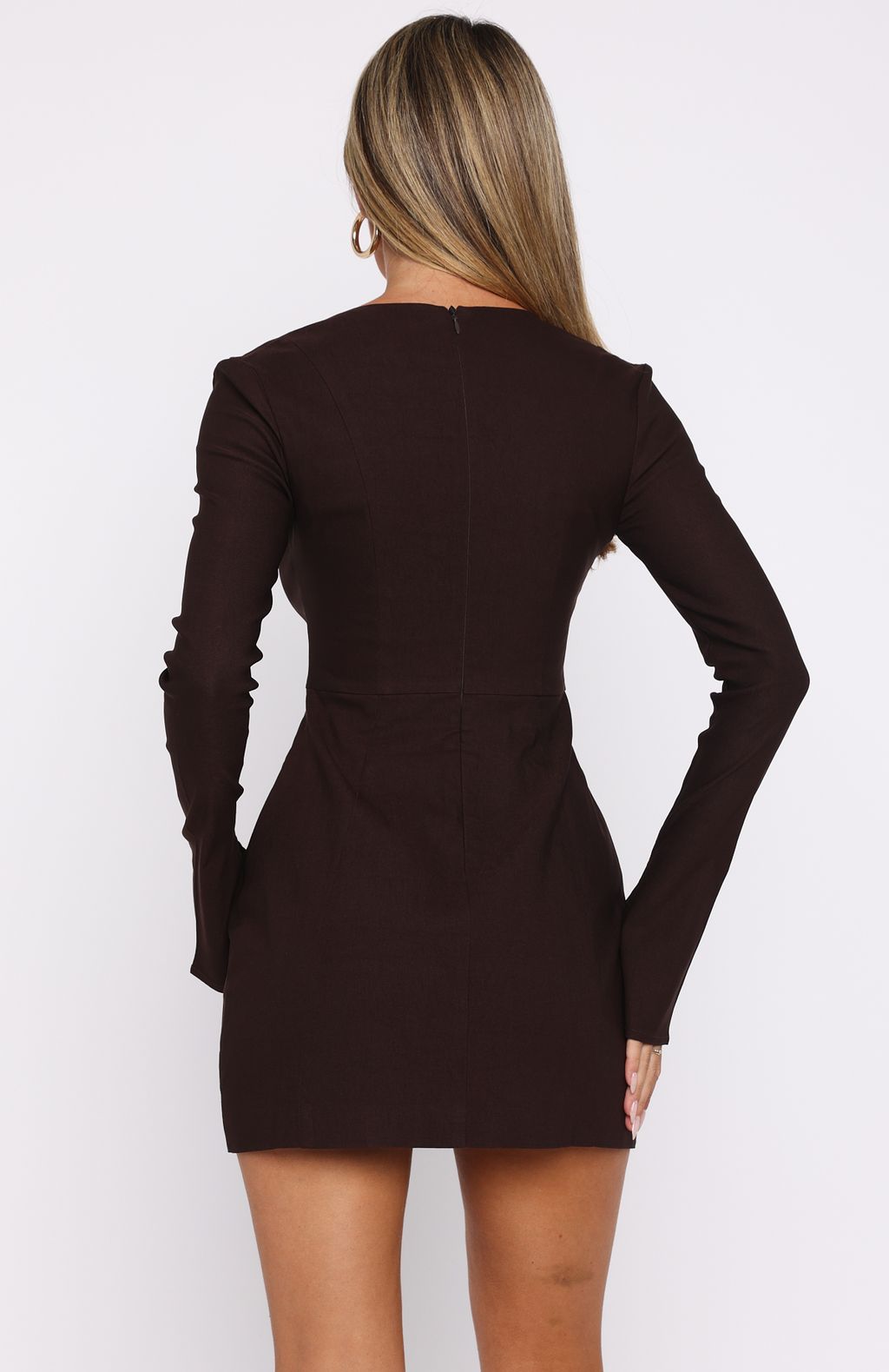Living For Love Long Sleeve Mini Dress Chocolate