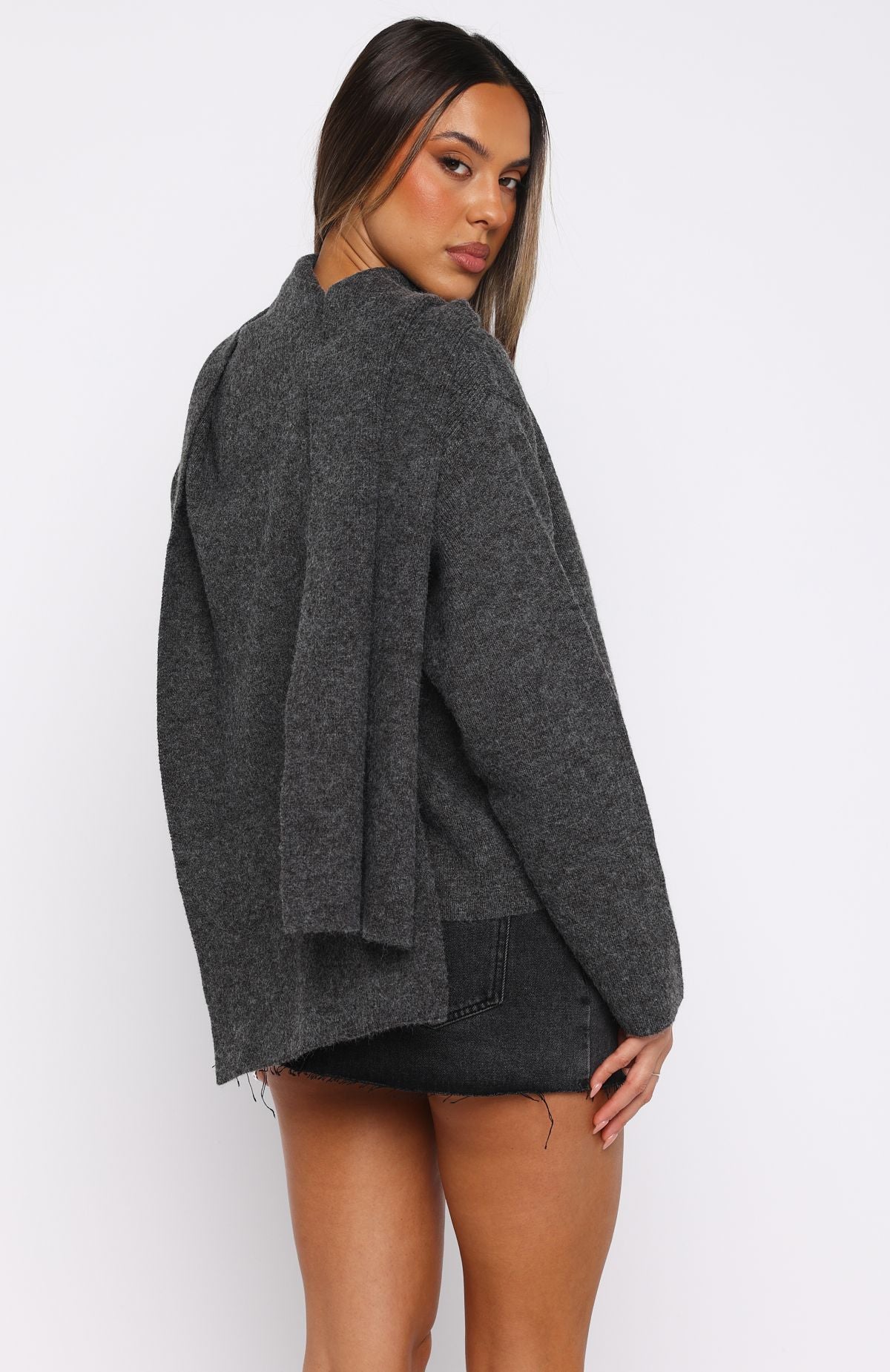Luxe Layers Knit Sweater Charcoal