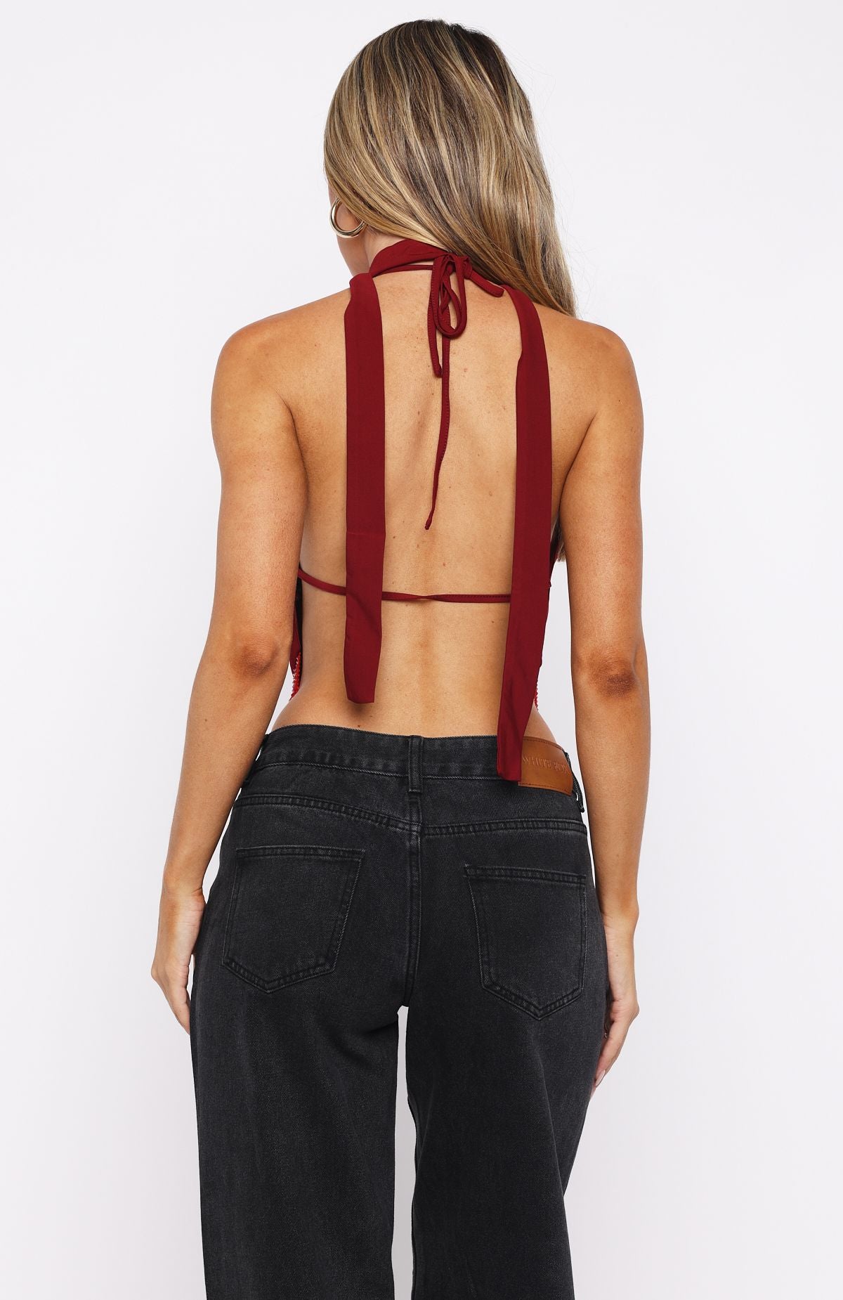 Eyes For You Halter Top Dark Red