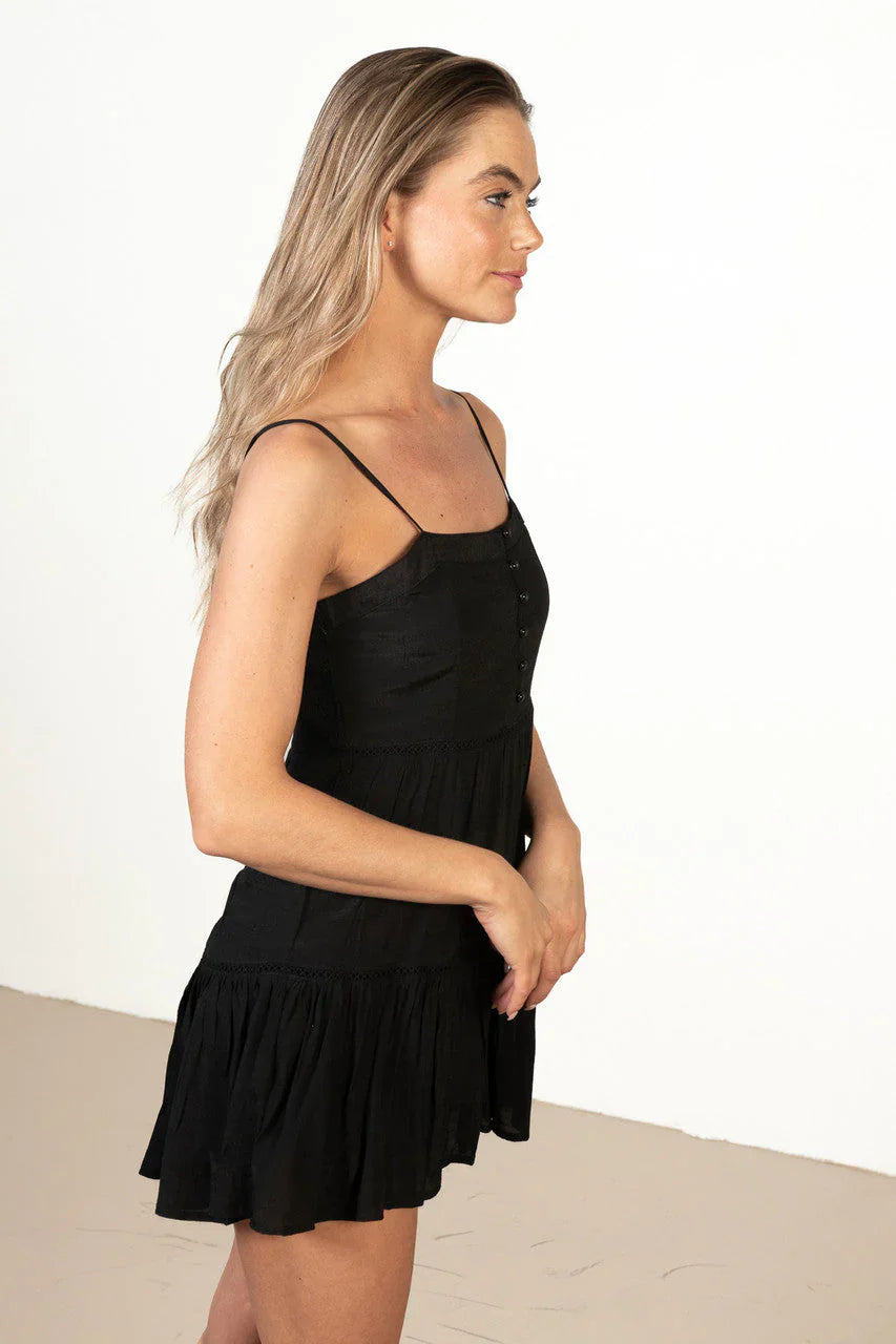 Black Ruffle Tiered Mini Dress