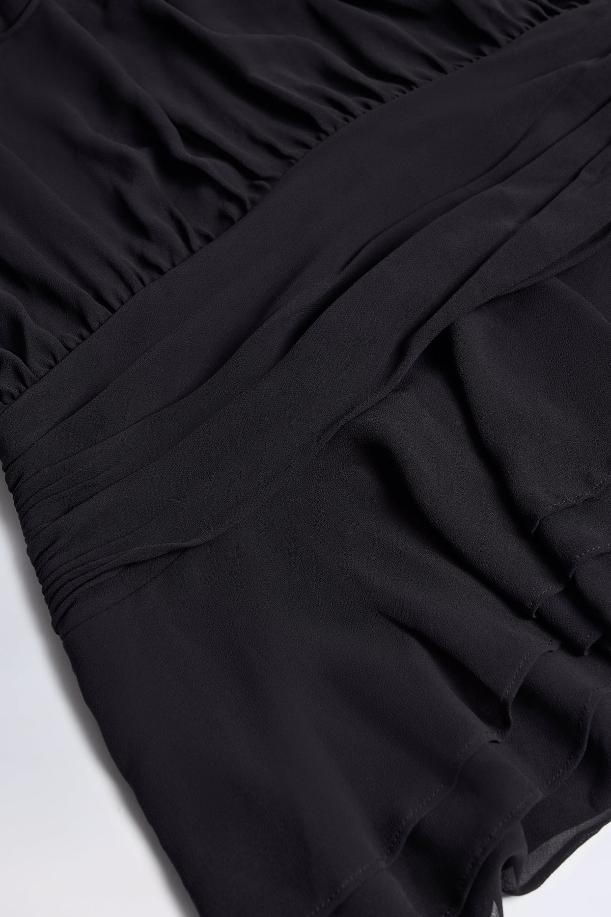 Lace-Up Balloon-Sleeve Mini Dress in Black