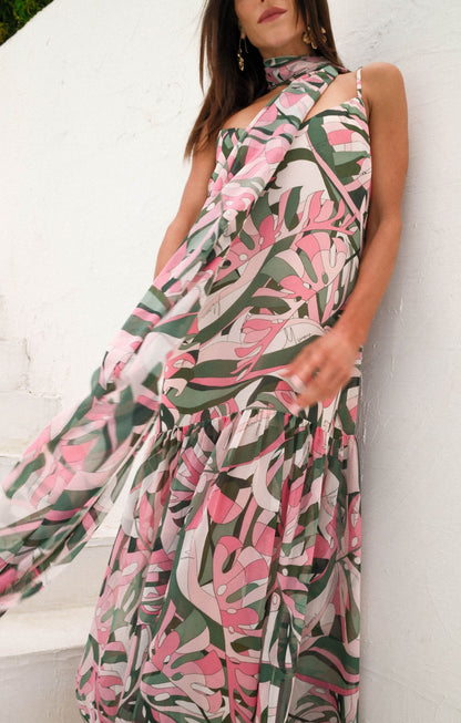 Dalia Maxi Dress ~ Flamingo Palms