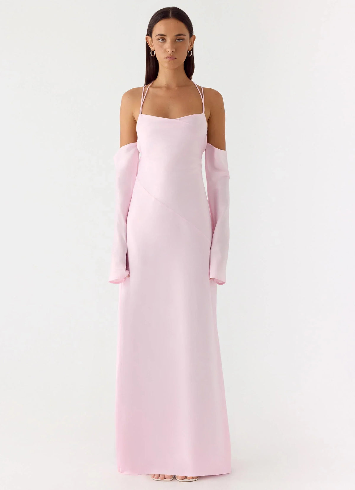 Breathe Me Long Sleeve Maxi Dress - Baby Pink