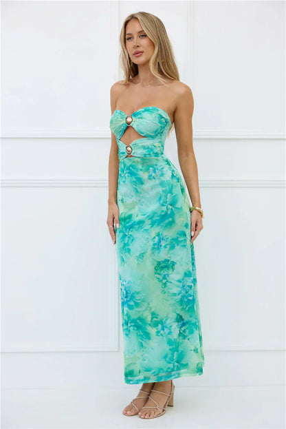 Body Language Strapless Maxi Dress Green