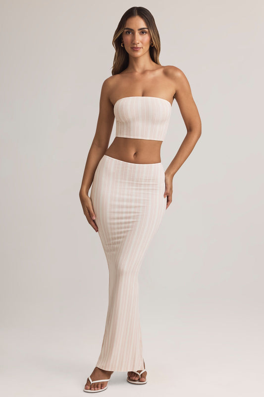 Modal Mid-Rise Maxi Skirt in Stripe Print