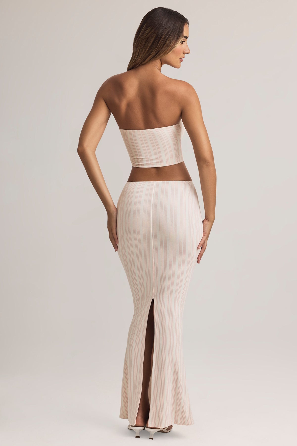 Modal Mid-Rise Maxi Skirt in Stripe Print