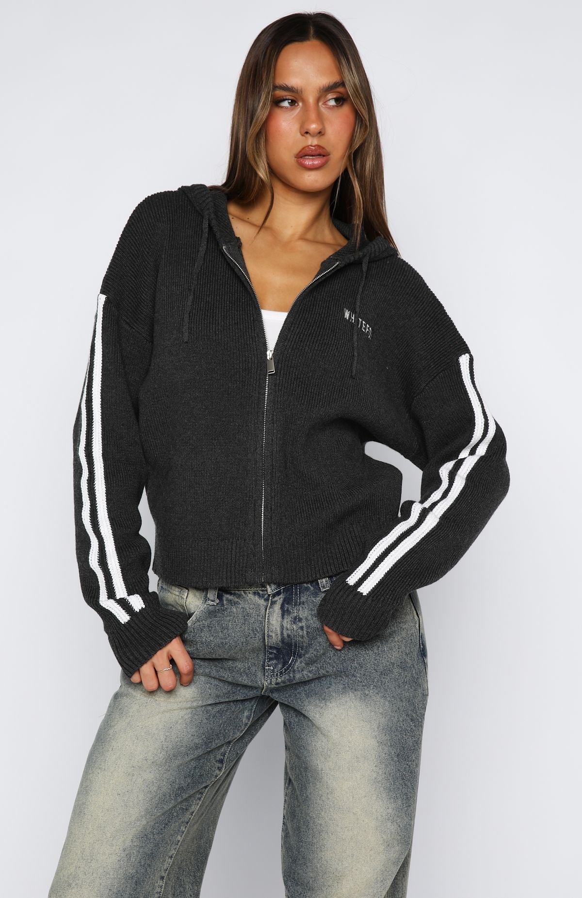 Next One Up Knit Hoodie Charcoal