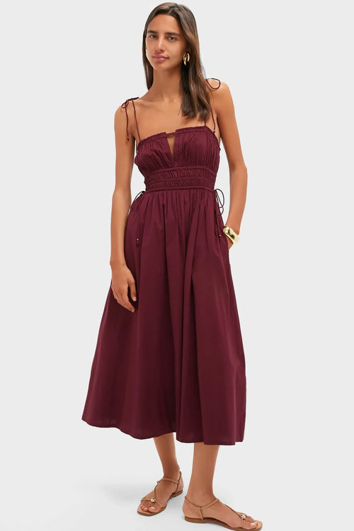 Bordeaux Eldora Midi Dress