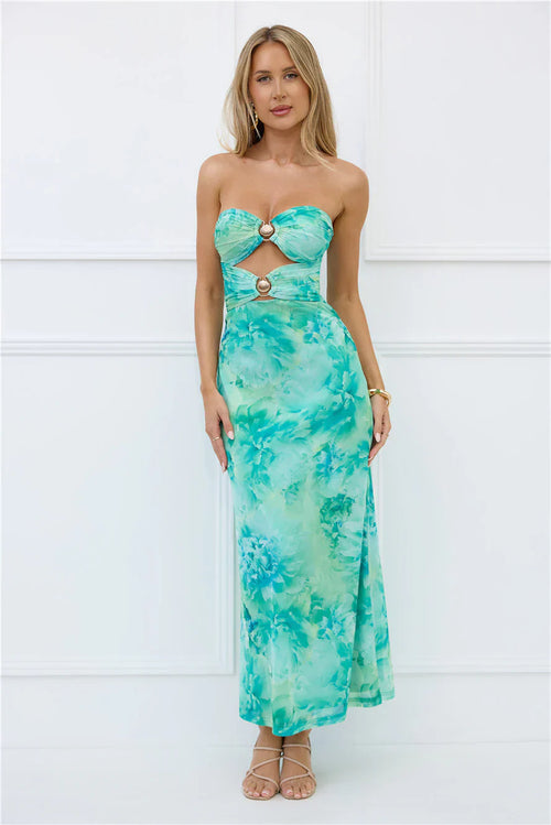 Body Language Strapless Maxi Dress Green