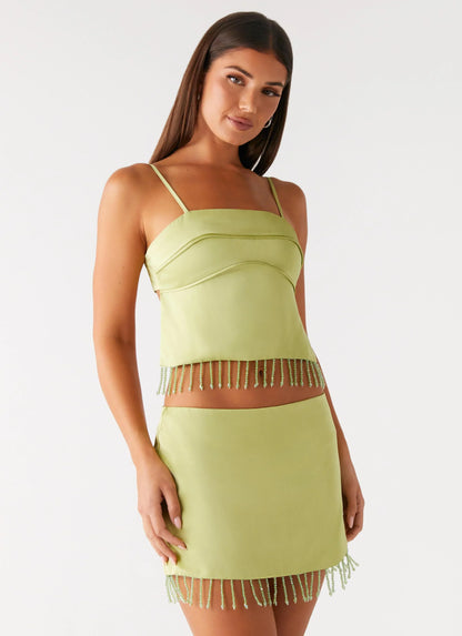 Bora Bora Beaded Top - Lime