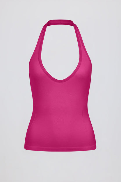 Define Luxe Halterneck Tank Top in Berry