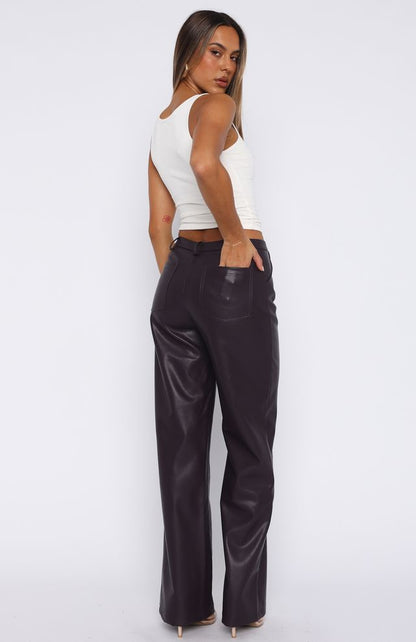Life Affair PU Pants Deep Mauve