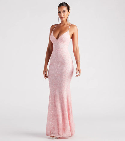 Bethanie Formal Sequin V-Neck Mermaid Dress