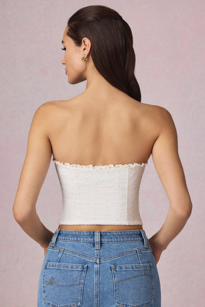 Modal Broderie Anglaise Camisole Top in White