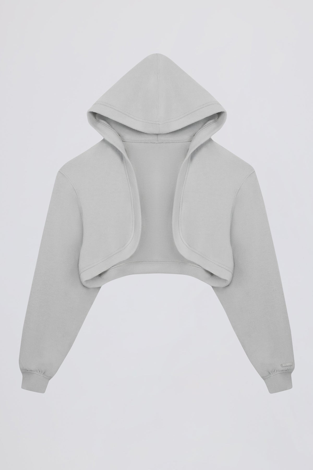 Brushed Jersey Hooded Cropped Shrug in Fog Grey