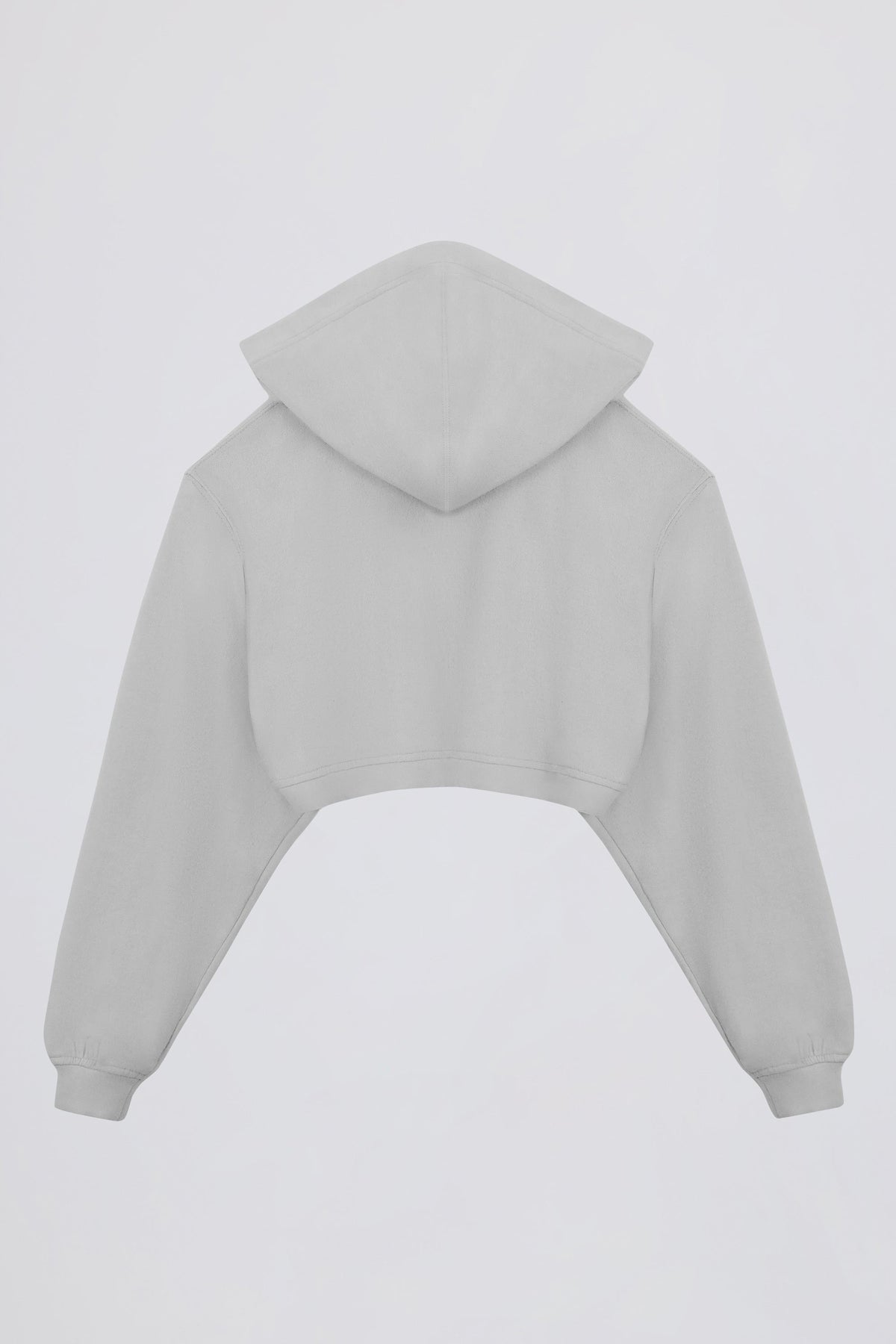 Brushed Jersey Hooded Cropped Shrug in Fog Grey
