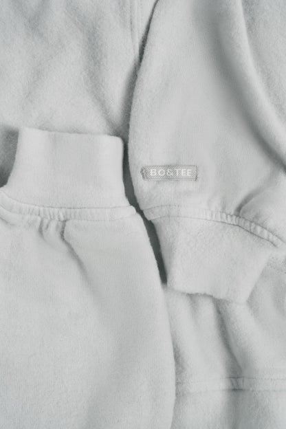 Brushed Jersey Hooded Cropped Shrug in Fog Grey