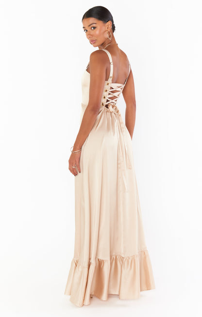 Clarissa Corset Dress ~ Champagne Luxe Satin