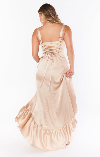 Clarissa Corset Dress ~ Champagne Luxe Satin