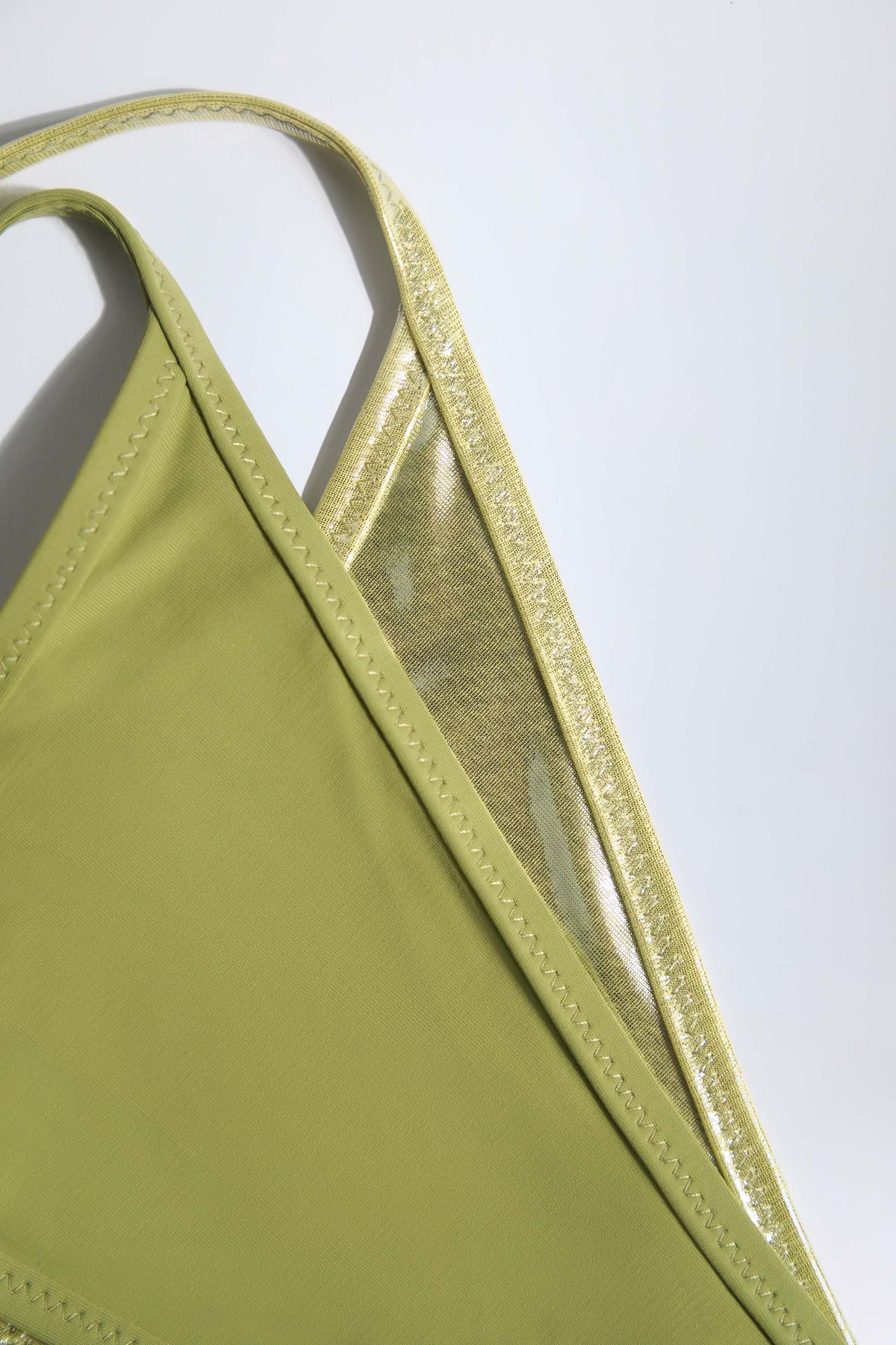 Metallic Layered Thong Bikini Bottoms in Green