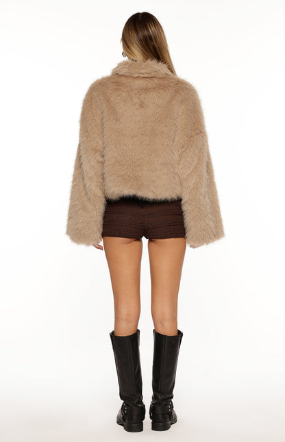 Nero Light Brown Faux Fur Jacket