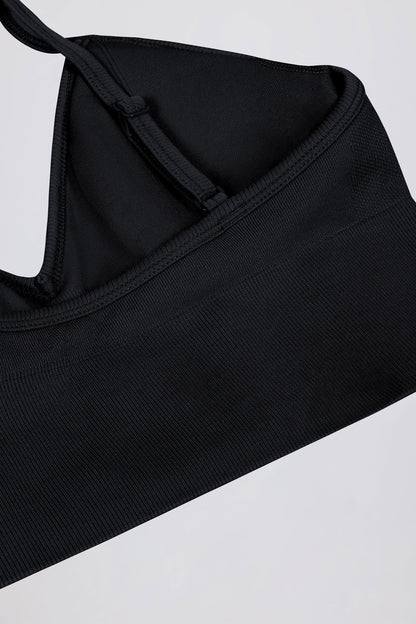Define Luxe V-Neck Sports Bra in Black