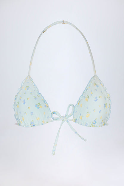 Micro Triangle Bikini Top in Blue Floral