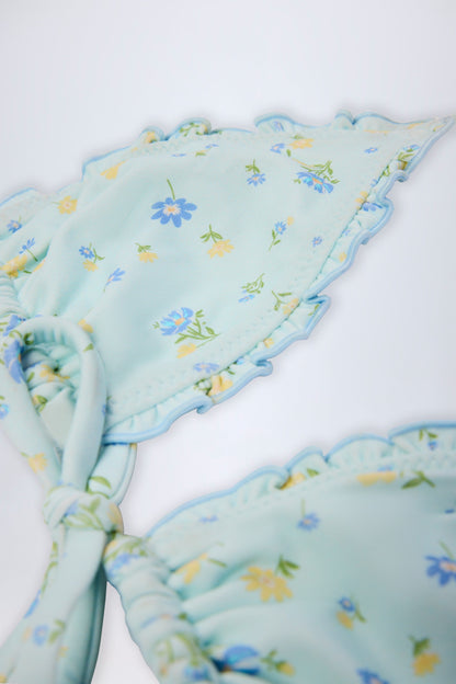 Micro Triangle Bikini Top in Blue Floral