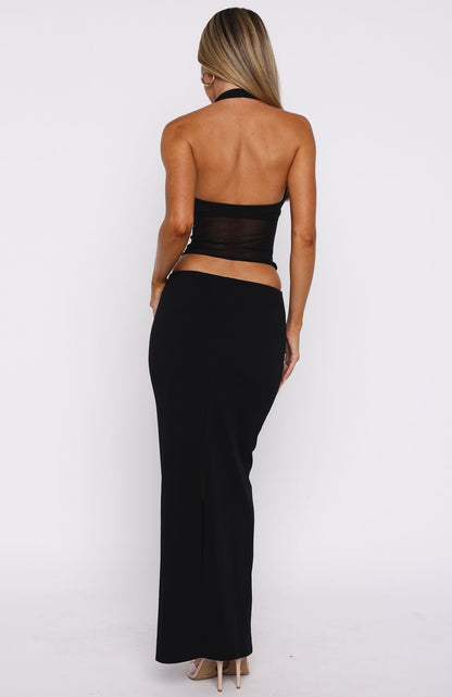 No Notes Needed Halter Maxi Dress Black