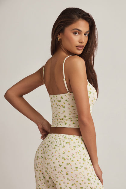 Modal Camisole Pyjama Top in Lemon Print
