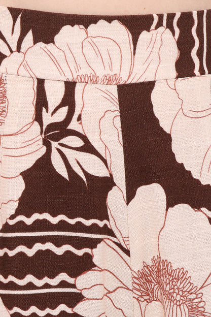 Bernadine Wide Leg Pant - Brown Floral