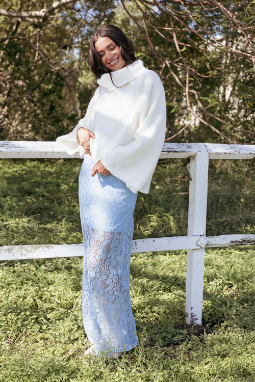 Brittany Lace Maxi Skirt - Blue
