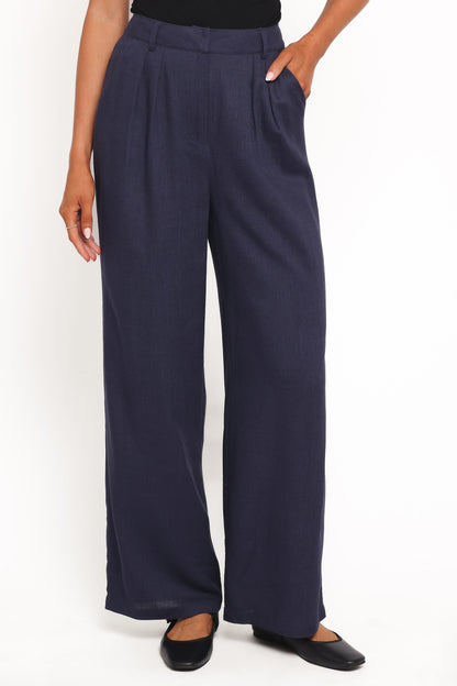 Dean Linen Pants - Navy