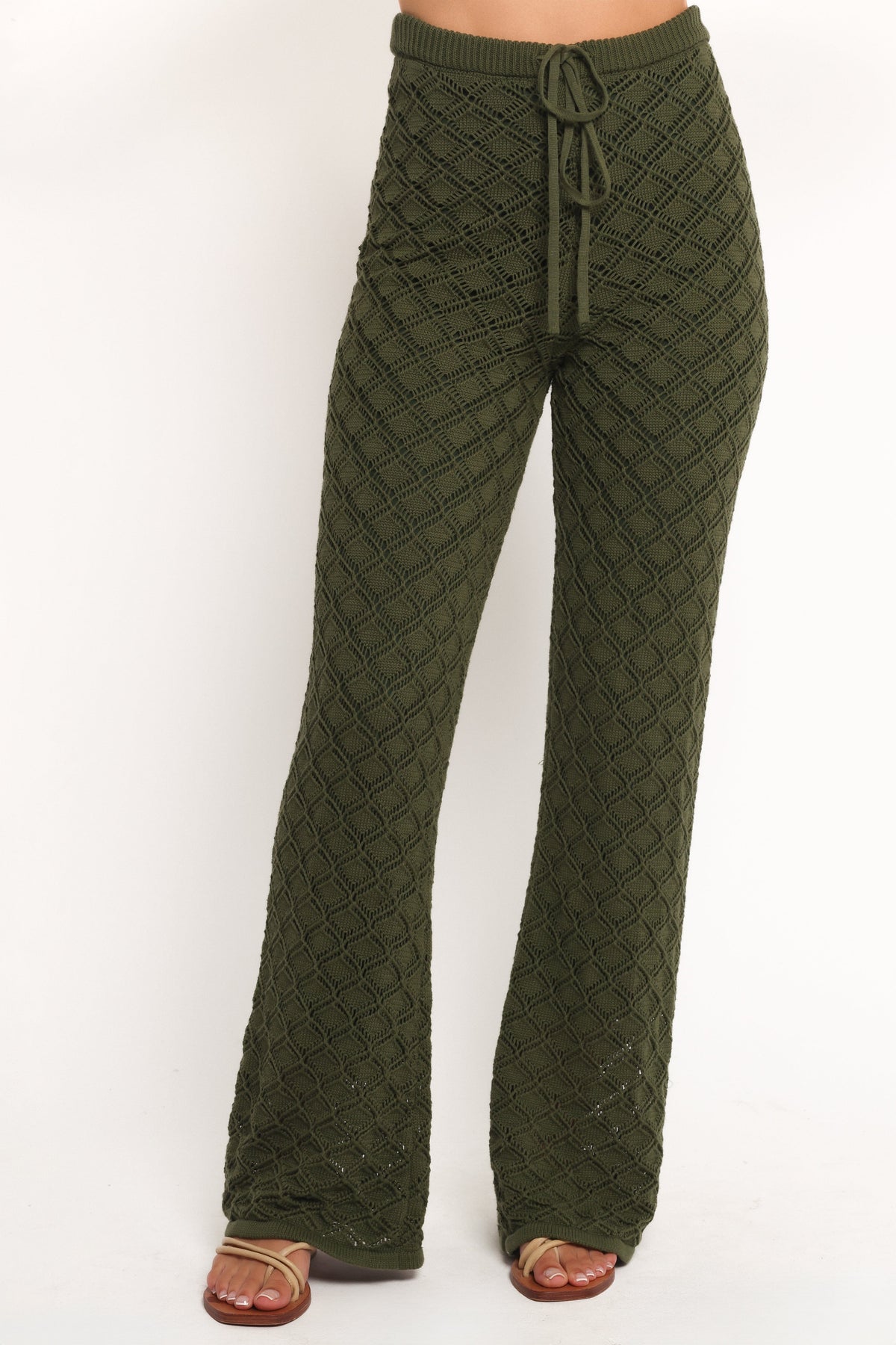 Fefe Textured Knit Pants - Olive