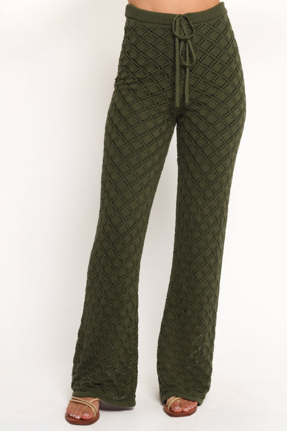 Fefe Textured Knit Pants - Olive