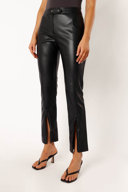 Roxy Vegan Leather Pants - Black