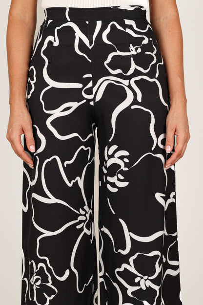 York Pant - White Black Floral