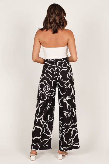 York Pant - White Black Floral