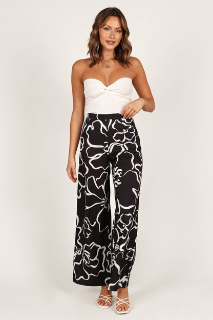 York Pant - White Black Floral