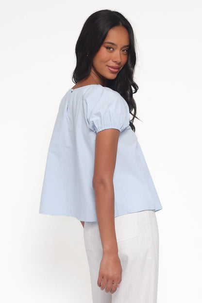 Abbot Pleated Top - Blue