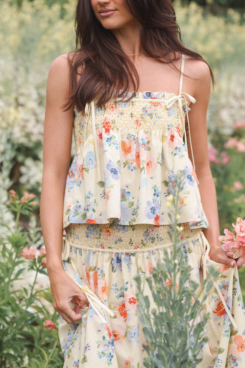 Cosima Baby Doll Top - Yellow Floral