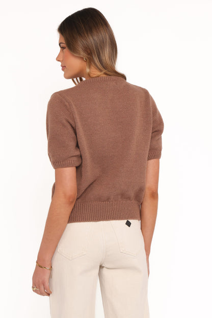 Koskie Tie Knit Top - Chocolate