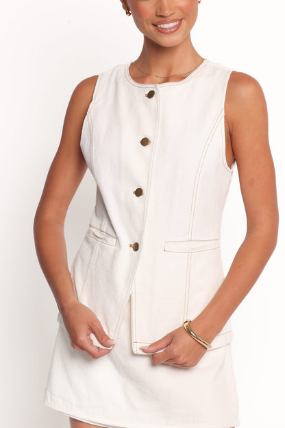 Kristy Denim Vest - White
