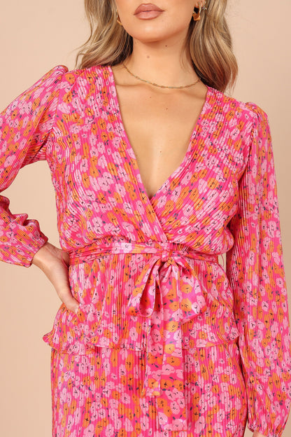 Minelli Pleat Top - Hot Pink