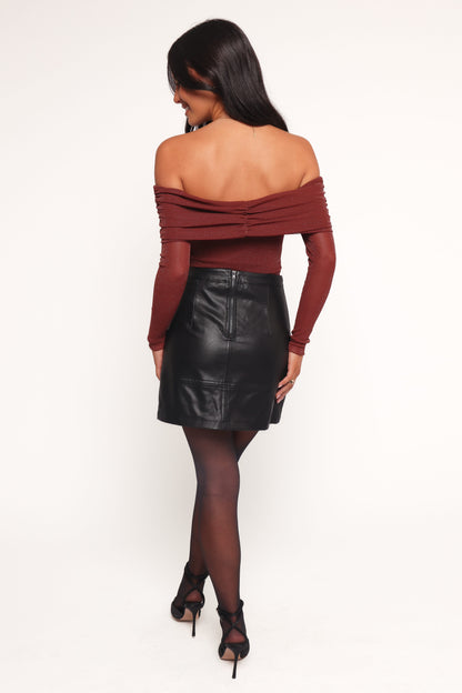 Raya Off Shoulder Top - Merlot