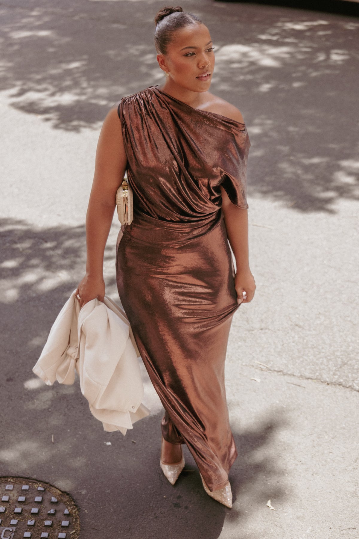 Rowyn Drapey Metallic Top - Bronze